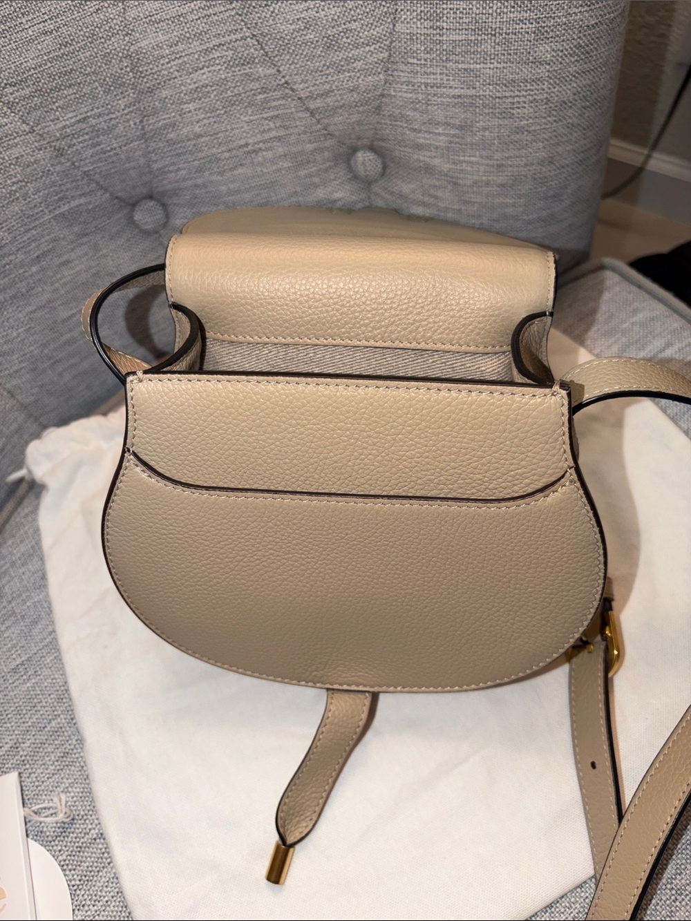 Chole Small Marcie Saddle Bag in Root Beigr - Picture 4 of 7